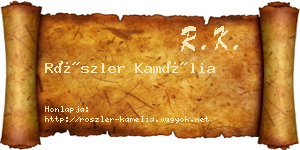 Röszler Kamélia névjegykártya
